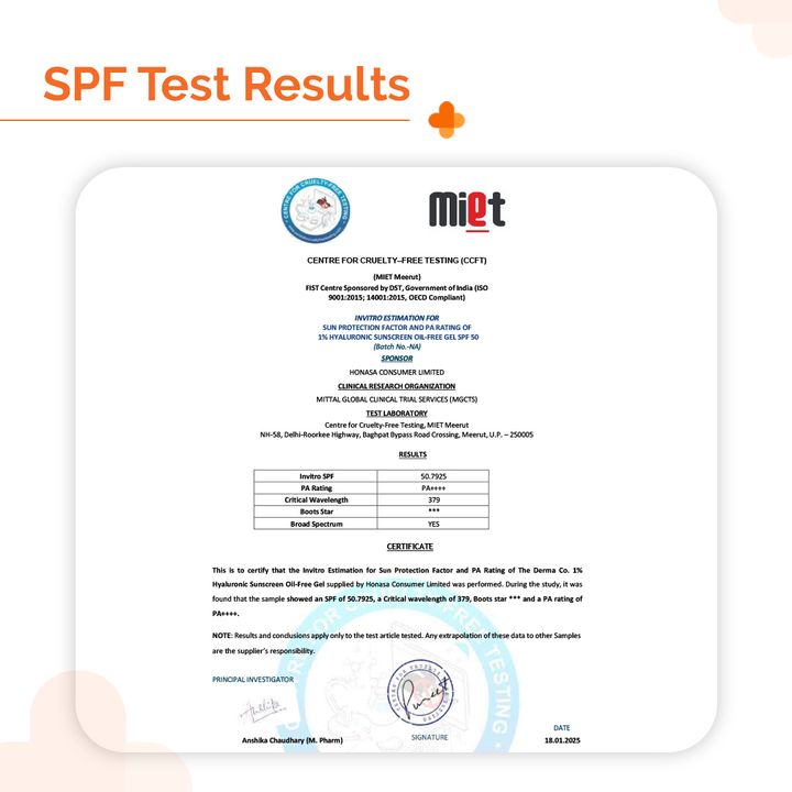 the derma co oil free sunscreen with spf 50 tan protection test results