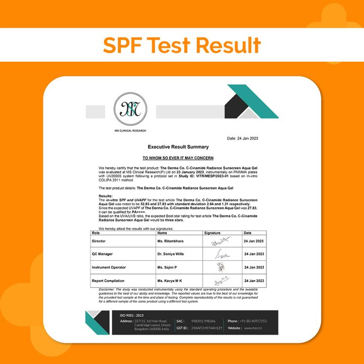 derma co vitamin c sunscreen SPF results