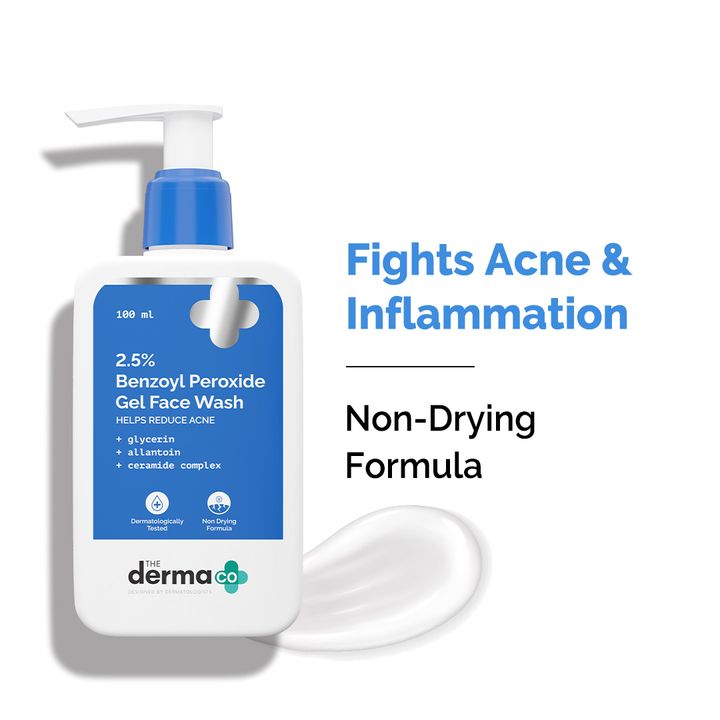 2.5% Benzoyl Peroxide Face Wash with Glycerin & Allantoin for Active Acne - 100 ml